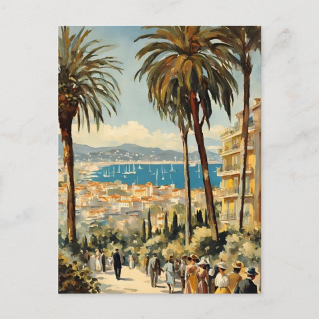 Postal Estilo vintage Cannes Francés Viaje acuático (Anverso)