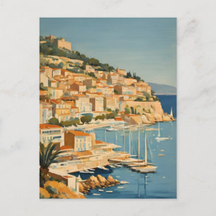 Postal Estilo vintage Cote D'Azur Acuarela de viaje franc
