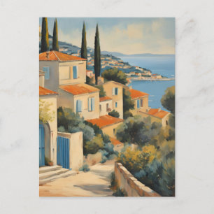 Postal Estilo vintage Côte d'Azur Aquarela de viaje franc