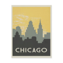Estilo vintage de Chicago Skyline