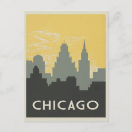 Postal Estilo vintage de Chicago Skyline