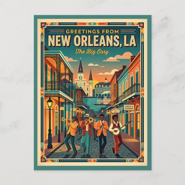 Postal Estilo Vintage de la Gran Fácil de Nueva Orleans (Anverso)