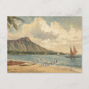 Postal Estilo vintage hawaiano viaje costa mar