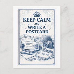Postal Estilo vintage "Mantén la calma" "Escribe una post