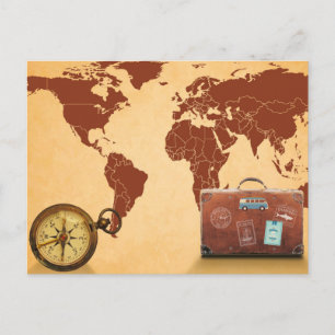 Postal Estilo Vintage, Mapa de Impresión del Mundo