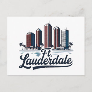 Postal Estilo Vintage Playa Fort Lauderdale Florida