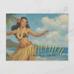 Postal Estilo Vintage Viaje a Hawaii