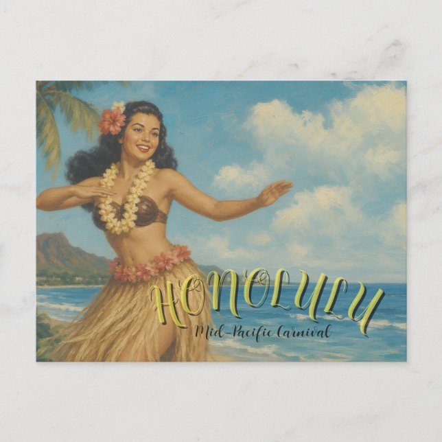 Postal Estilo Vintage Viaje a Hawaii (Anverso)