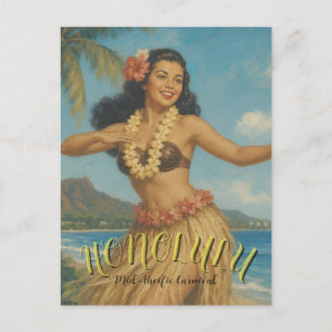Postal Estilo Vintage Viaje a Hawaii