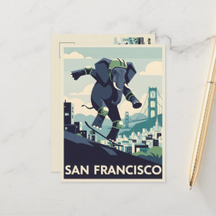 Postal Estilo WPA Viajes a San Francisco
