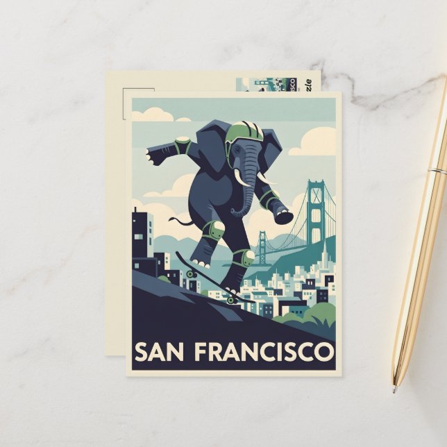 Postal Estilo WPA Viajes a San Francisco (Anverso/Reverso In Situ)