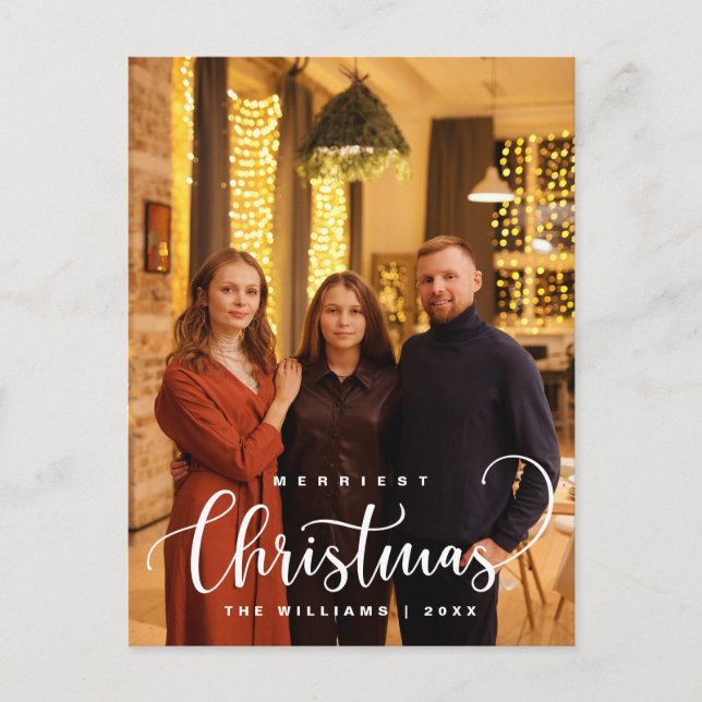 Postal Estilo y Rústico, Feliz Navidad Foto Familiar (Anverso)