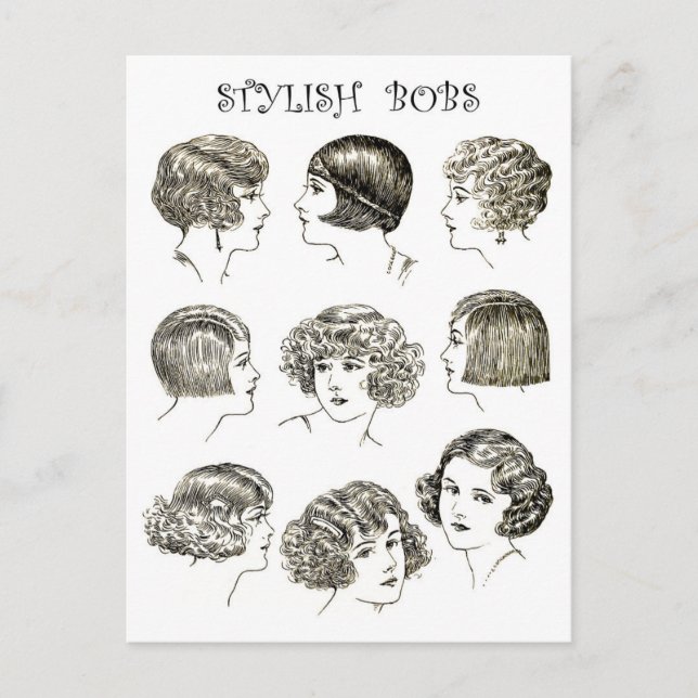 Postal Estiloso estilo Retro Bob Hairstyles (Anverso)