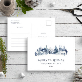 Postal Estimada Santa Carta Navidades Azules Aldea de Inv