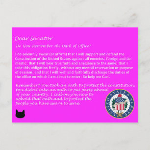 Postal Estimado Senador - Juramento de cargo Postcard Pol