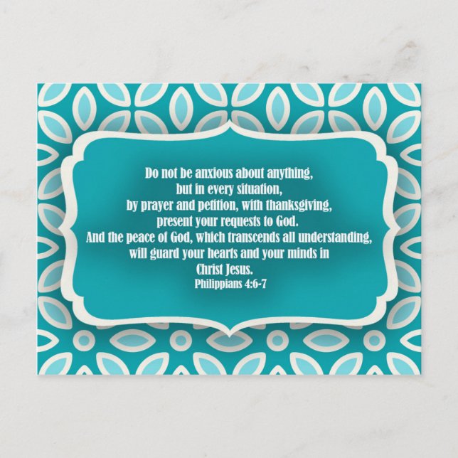 Postal Estimulación del Verso de la Biblia Floral Azul Tu (Anverso)