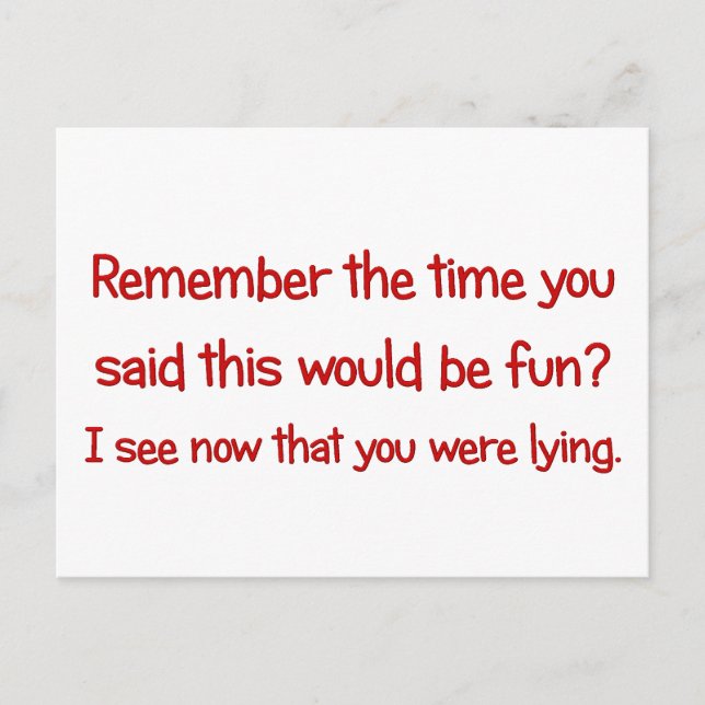 Postal Esto no es divertido; esto es trabajo (Anverso)