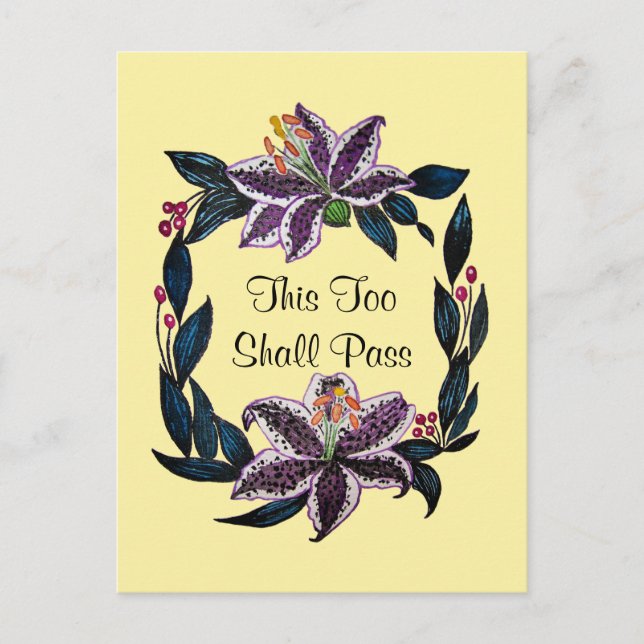 Postal "Esto también pasará" acuarela Lily Wreath (Anverso)