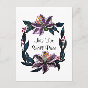 Postal "Esto también pasará" acuarela Lily Wreath