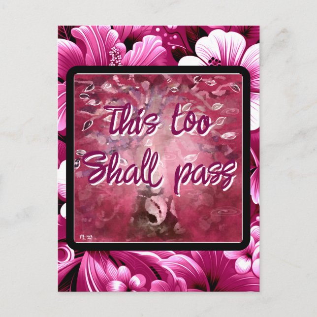 Postal Esto También Pasará Por El Árbol Abstrato Blanco R (Anverso)