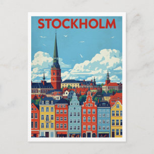 Postal Estocolmo, Suecia Ciudad Paisaje Retro Viaje