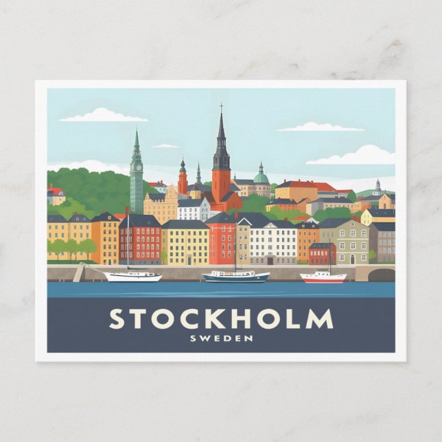 Postal Estocolmo Suecia Gamla Stan Pastel Viaje (Anverso)