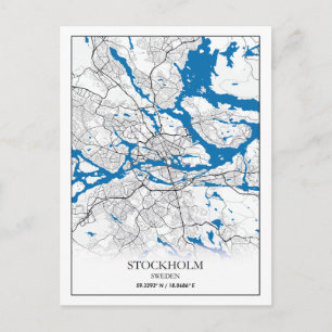 Postal Estocolmo Suecia Mapa de viajes simple