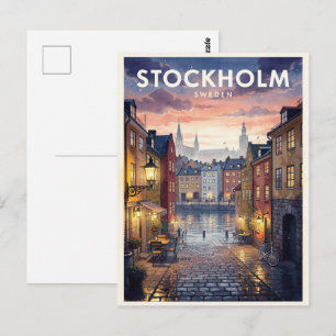Postal Estocolmo Suecia Viaje Vintage
