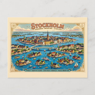 Postal Estocolmo Vintage Suecia Gamla Stan Ciudad Vieja