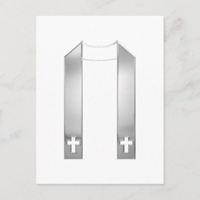 Postal Estola sacerdotal de plata con aspecto 3D (Anverso)