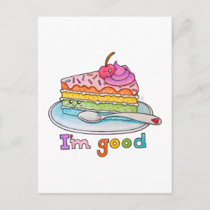 Postal Estoy Bien, Kawaii Tartaleta De Arcoíris De Dibujo