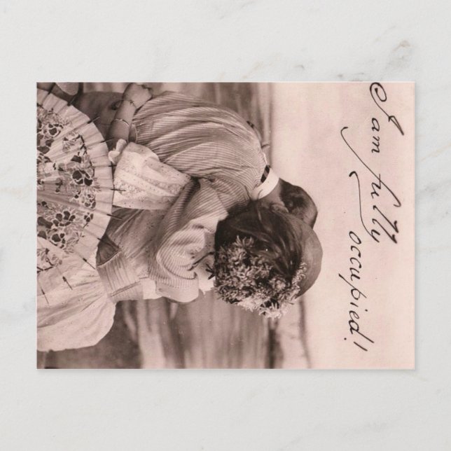 Postal "¡Estoy completamente ocupado!", gracioso beso rom (Anverso)