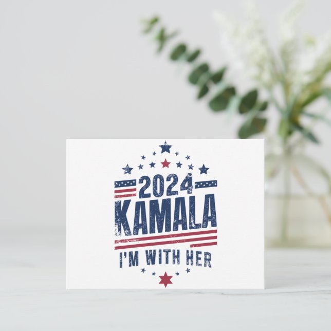 Postal Estoy con su voto de Kamala para 2024 Kamala-Harri (Anverso de pie)