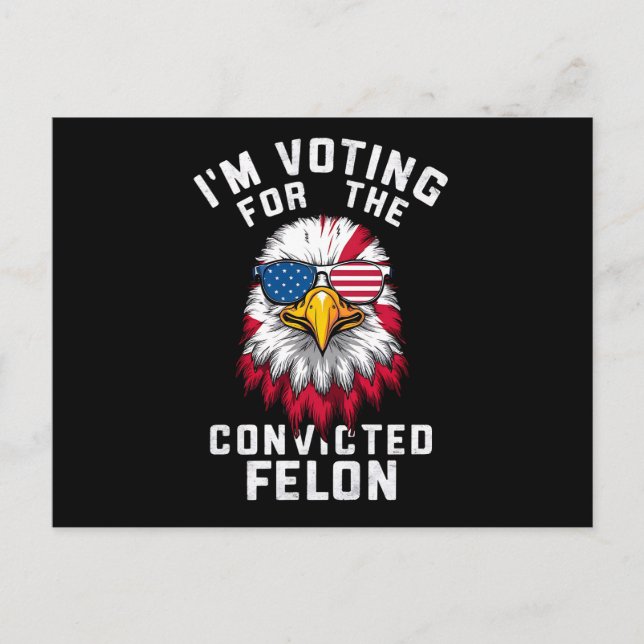 Postal Estoy votando por el convicto Felon Funny Pro Trum (Anverso)