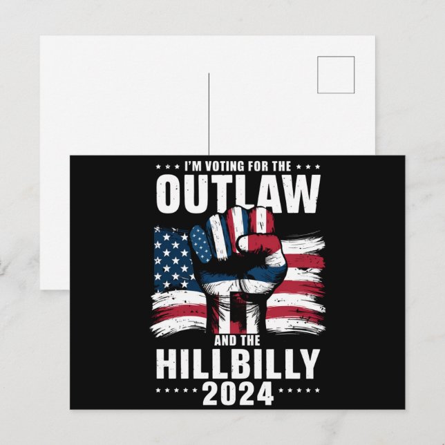 Postal Estoy votando por el ilegal y el Hillbilly 2024 US (Anverso / Reverso)