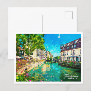 Postal Estrasburgo Francia Hermoso paisaje de pintura al 