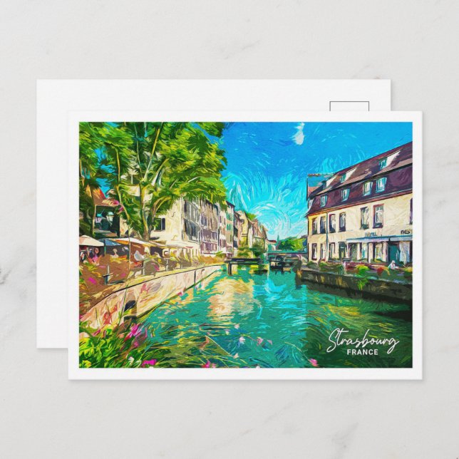Postal Estrasburgo Francia Hermoso paisaje de pintura al  (Anverso / Reverso)