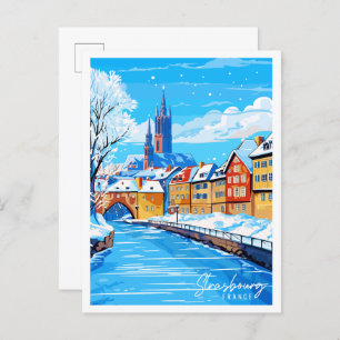 Postal Estrasburgo Francia ilustracion de viajes vintage