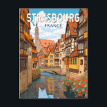 Postal Estrasburgo Francia Viaje al arte<br><div class="desc">Diseño de viajes vectoriales retro en Estrasburgo. Estrasburgo es la capital de la región del Gran Este,  antigua Alsacia,  en el noreste de Francia.</div>