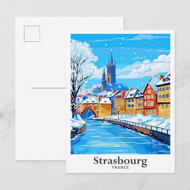 Postal Estrasburgo Francia Viaje Ilustracion Viejo Viejo (Anverso / Reverso)