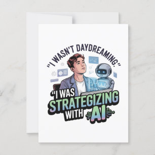 Postal Estrategias con IA - Divertido lema de Daydreaming