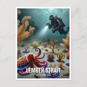 Postal Estrecho de Lembeh Indonesia Buceador de Scuba