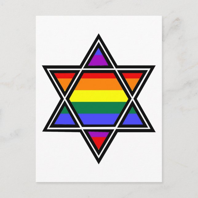 Postal Estrella arcoiris del orgullo gay personalizable d (Anverso)
