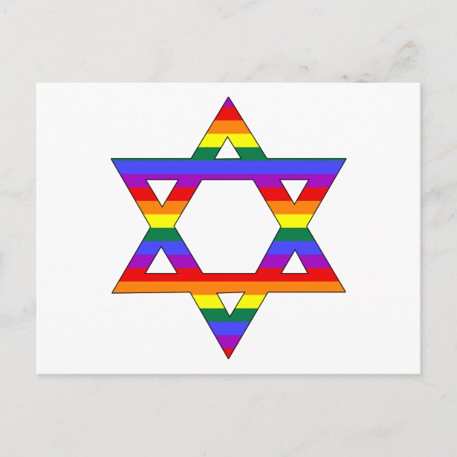 Postal Estrella arcoiris del orgullo gay personalizable d (Anverso)