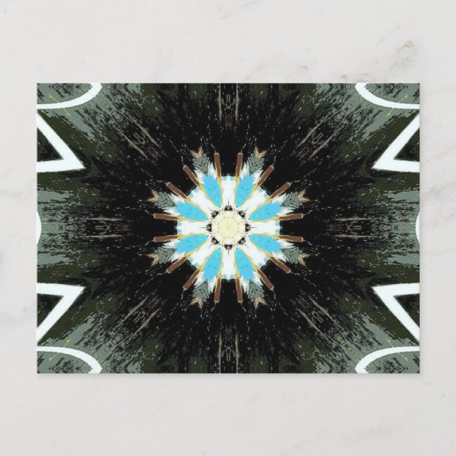 Postal estrella azul rota sobre negro (Anverso)