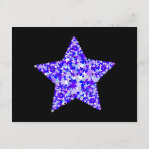 Postal Estrella azul y púrpura de estrellas