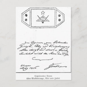 Postal Estrella brillante sobre cuadrado y brújula y plom