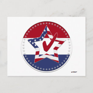 Postal Estrella con bandera de EE. UU., marca de verifica