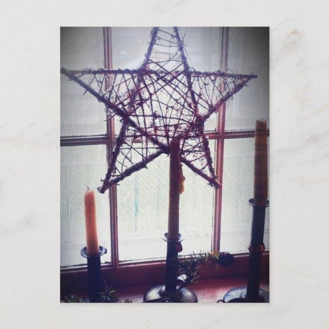 Postal Estrella de arte folclórico y velas por vida (Anverso)