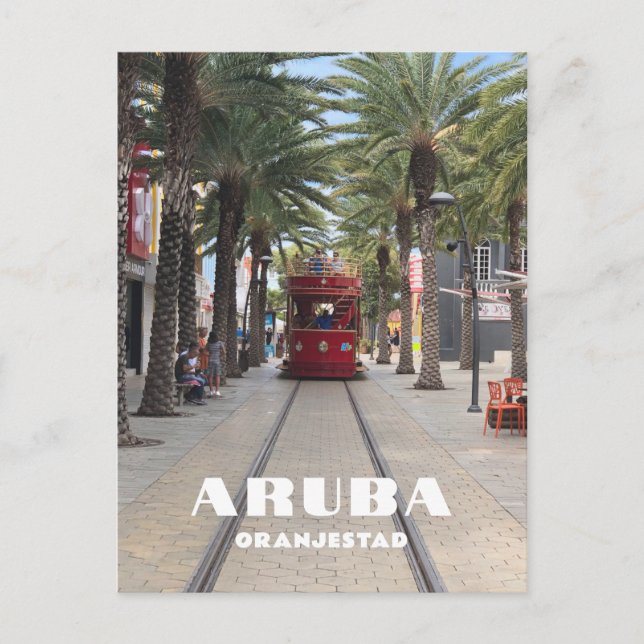 Postal Estrella de Aruba Oranjestad en palmeras (Anverso)
